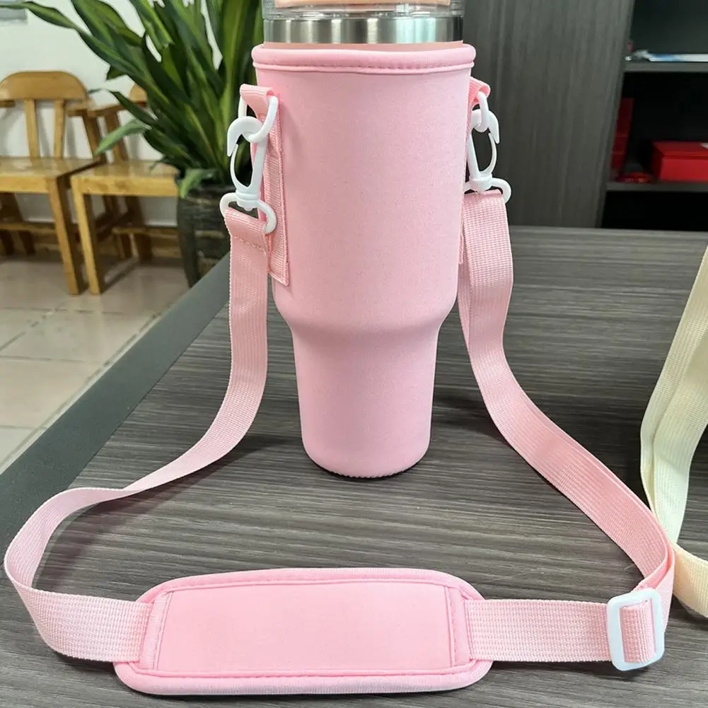 

Water Bottle Sleeve with Handle Adjustable Shoulder Strap Water Bottle Bag Holder Tumbler Sleeve Sling for 30/40 Oz Cup Stylish