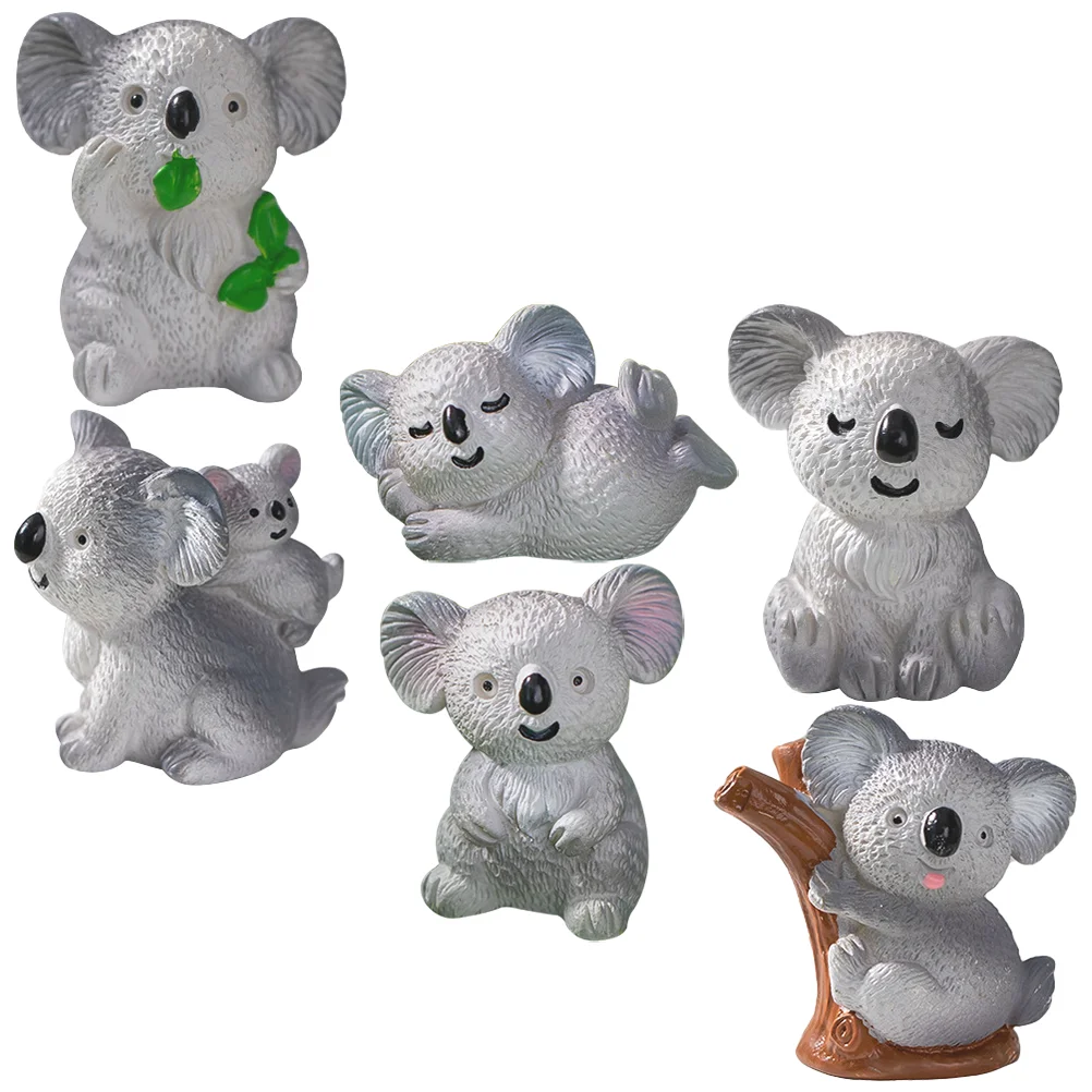 

6pcs Miniature Koala Statues Resin Craft Koala Figures Mini Garden Miniature Animal Statues Decoration