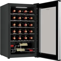 24 Bottle Wine Cooler Refrigerator Compressor Wine Fridge Black Freestanding Wine Cellar with UV-Blocking Glass for Red White 1