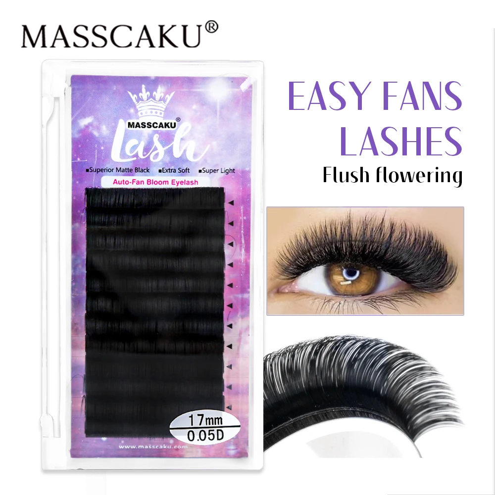 

MASSCAKU Easy Fanning Auto Fans Eyelash Extension Fast Bloom Flowering Mega Volume Soft Natural Pre-bonded Lashes