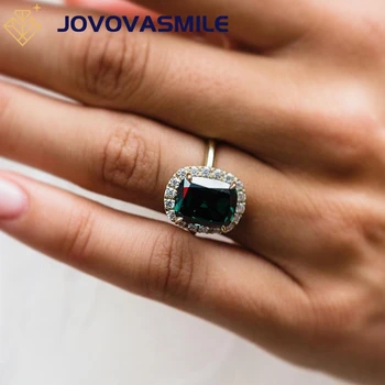 JOVOVASMILE 5.5 Carat Dark Green Color Moissanite Ring 9*11.5mm Cushion Cut Wedding Ring 14K Gold for Woman Engagement