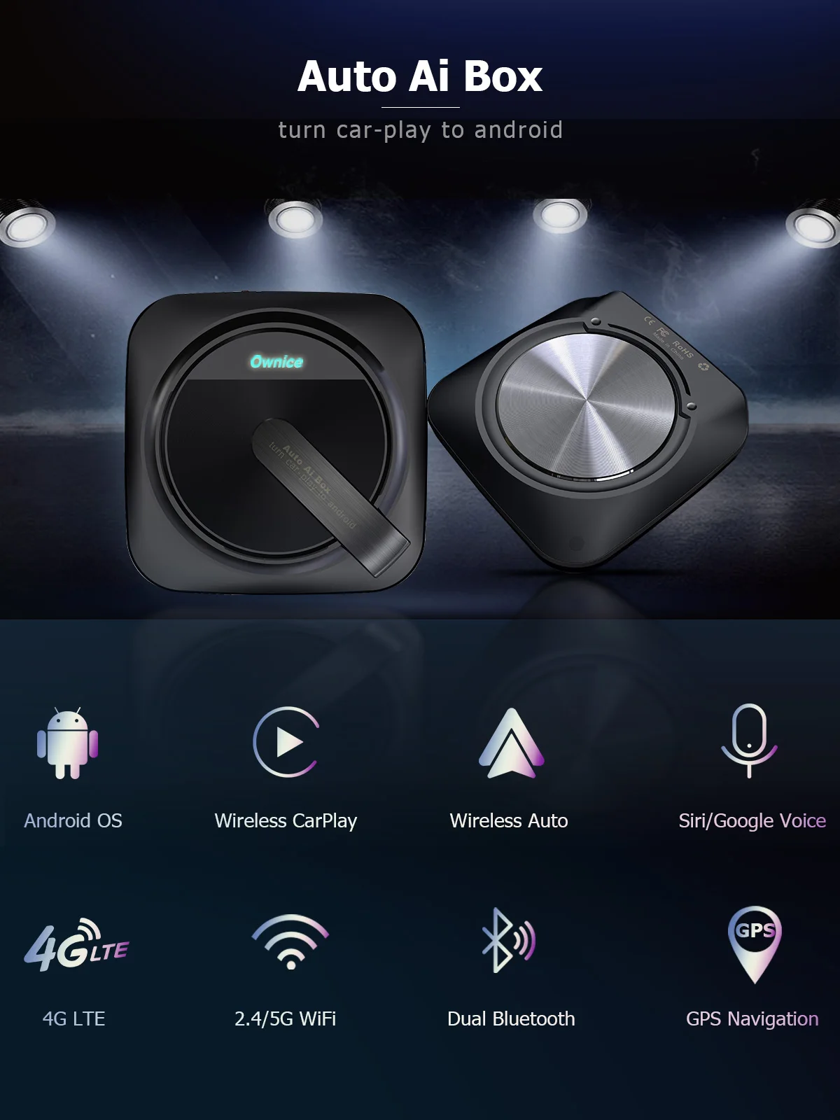 Ownice Mini Android Box Wireless Carplay Ai Box Car Multimedia Auto