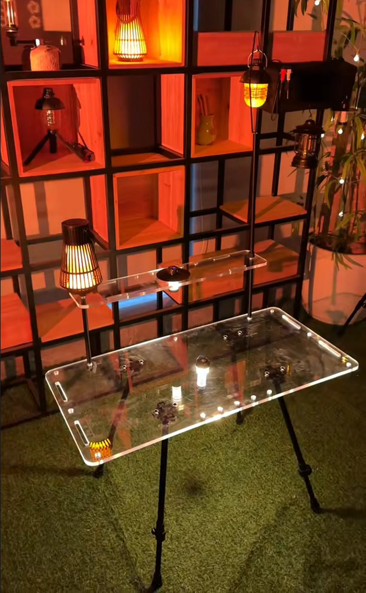 28000円→アウトレットSALE！アクリルキャンプテーブル80x40cm棚