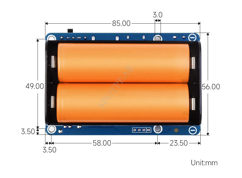 HAT, Suporta 21700 Li Battery, não incluído
