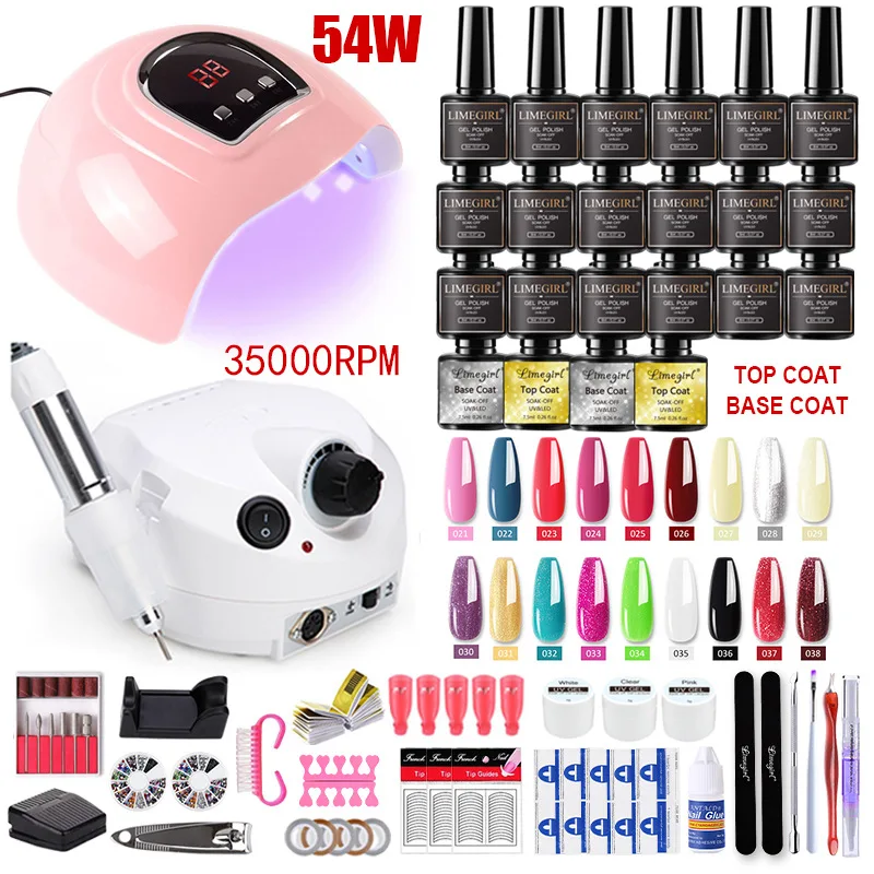 Nail Gel Kit With LED Nail Light Dryer Nail Drill Machine Nail Extension Gel Kit Quick Drying Hands Feet Nail Art Tool Wholesale 3