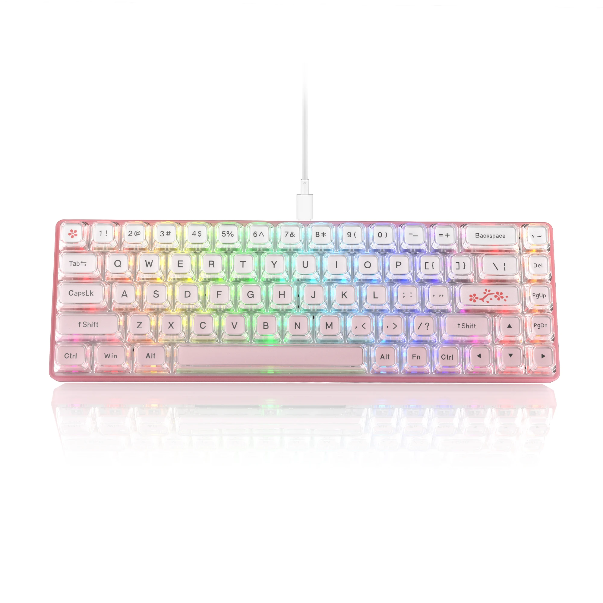 Teclado Rosa Rgb Fio Gaming Teclado Mecânico Pudim Pbt Keycap Interruptor Vermelho 60 Wk68-hot-swappable