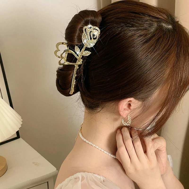 Cristal Strass Fleur Perle Pique à Cheveux, Pince A Cheveux Diamant En Forme De U, Épingles à Cheveux Perle En Forme De U, Avec Épingles Chignon En Métal Noir, Pour Mariage, Boule