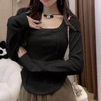 Autumn Winter Women's Long Sve Base irt Velvet Floing Slim Fit Warm Inner Wear T-irt round Ne Korean Sle Top