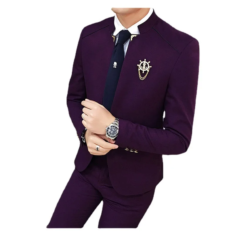 2022 New Suit Suit Male Korean Youth Fashion Groom Dress Suit Small Suit Two-piece Set Mens Suits  Suit
