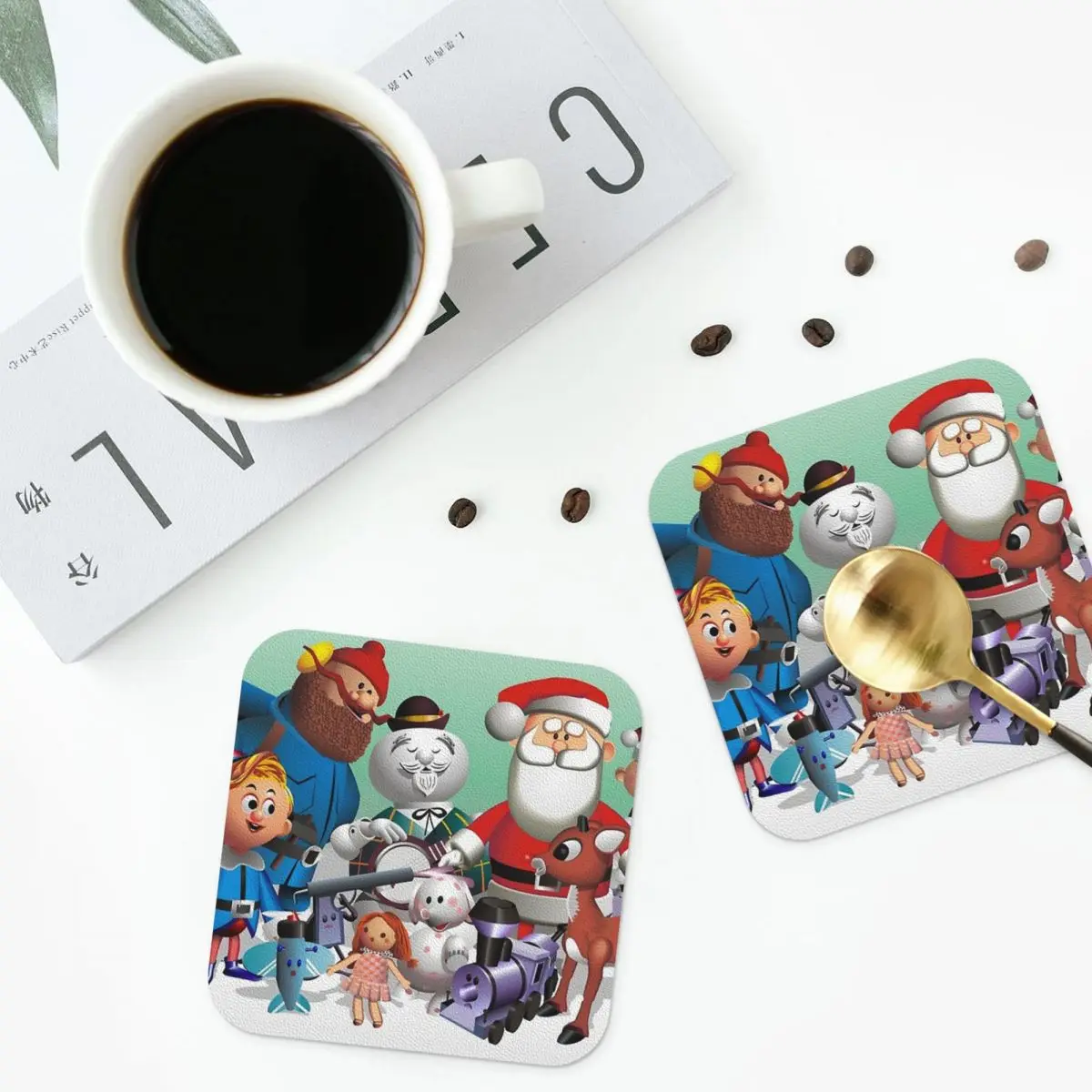 

Holiday Fun Coasters Kitchen Placemats Waterproof Insulation Cup Coffee Mats For Decor Home Tableware Pads Set of 4