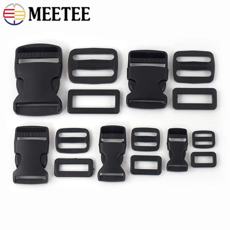 10Pcs 15-50mm Black Plastic Release Buckle Backpack Strap Belt Tri