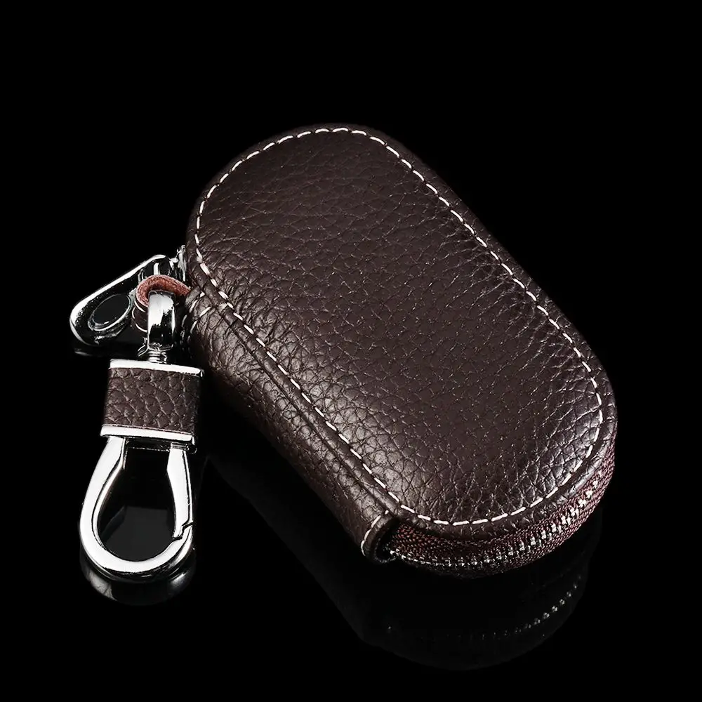 4 Colors Genuine Leather Car Remote Key Wallets Key Bag Keys Zipper Case