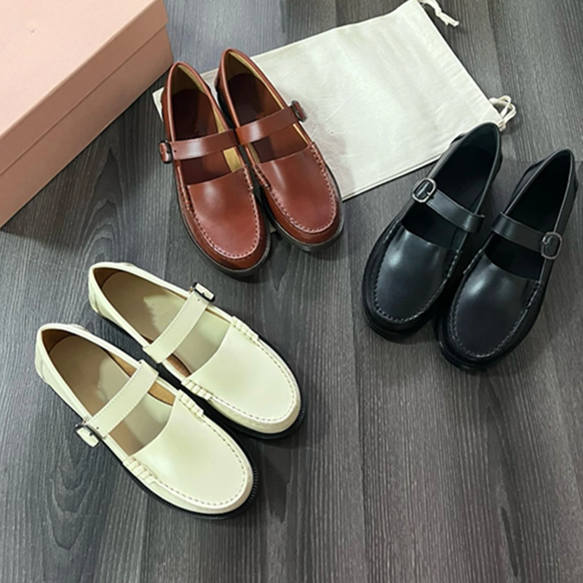 

Maxdutti Nordic Minimalist Retro Cowhide Leather Loafers Commuter Mary Jane Shoes Women Fashionable Elegan Handmade Flat Shoes