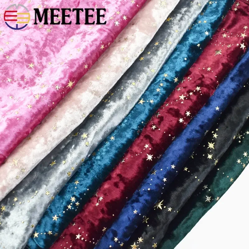 

Meetee 50*145cmm 100X145cm Polyester Spandex Clothes Fabric for Garment Dress Fabrics DIY Elastic Velvet Cloth Sewing Accessory