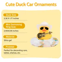 Car Duck Ornament Dashboard Decorations for Car Rubber Accessories with Sunglasses Hat Necklace Swim Ring and Mini Musical Instr 2