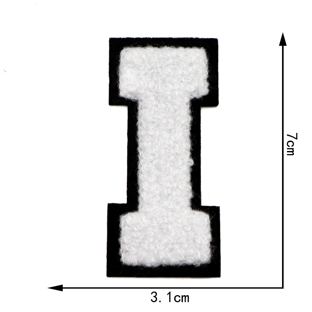 1pc weiß 7cm Chenille A-Z Buchstaben Patch Eisen auf Patch Name Buchstaben Patch für Jeans Kleidung T-Shirt Reparatur Alphabet Patch Abzeichen – Detail 12