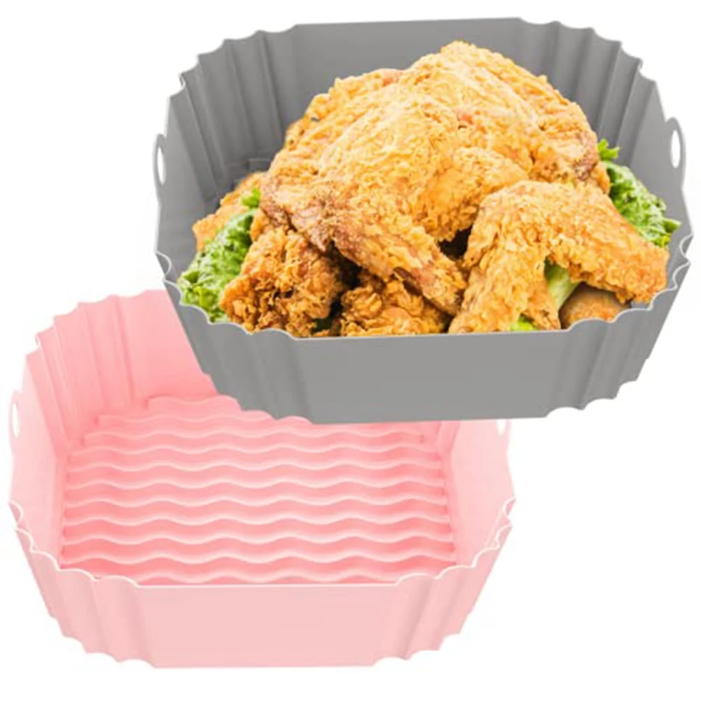 2-Pack Square Silicone Air Fryer Liners 8 Inch for 4 to 7 QT