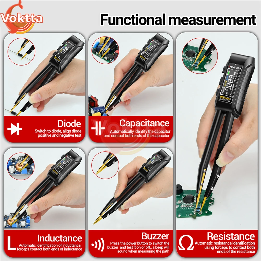 LCR Digital Bridge Multimeter Smart SMD Tester High-precision Resistance Capacitance Meter Diode Inductance Tester Tools