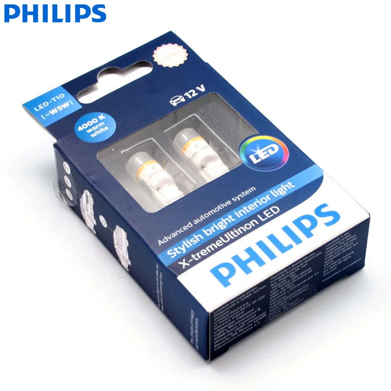 Philips X-treme Ultinon LED T10 W5W 4000K Warm White Color Car