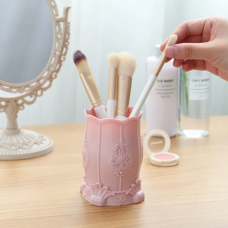 Pencil Holder Organizer Plastic Cosmetic Makeup Brush Desktop Pen Holder Stand Jewelry Storage Box Pen Pot Stationery pen holder,desk organizer,pen and brush holder,brush holder