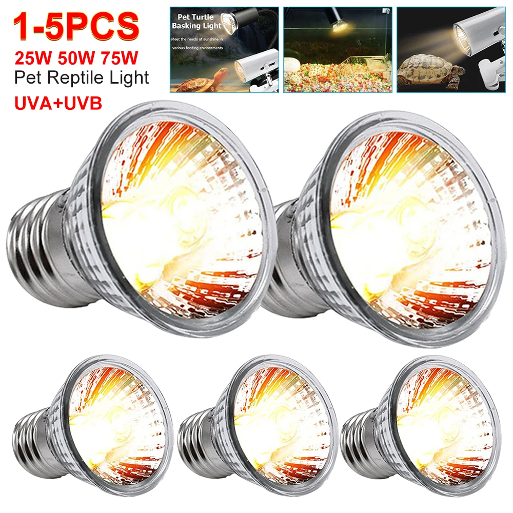 Reptile Light Bulb 25/50/75W UVA UVB Reptile Heating Light Bulb Snake Turtle Pet Full Spectrum Basking UV Light Bulbs Heating