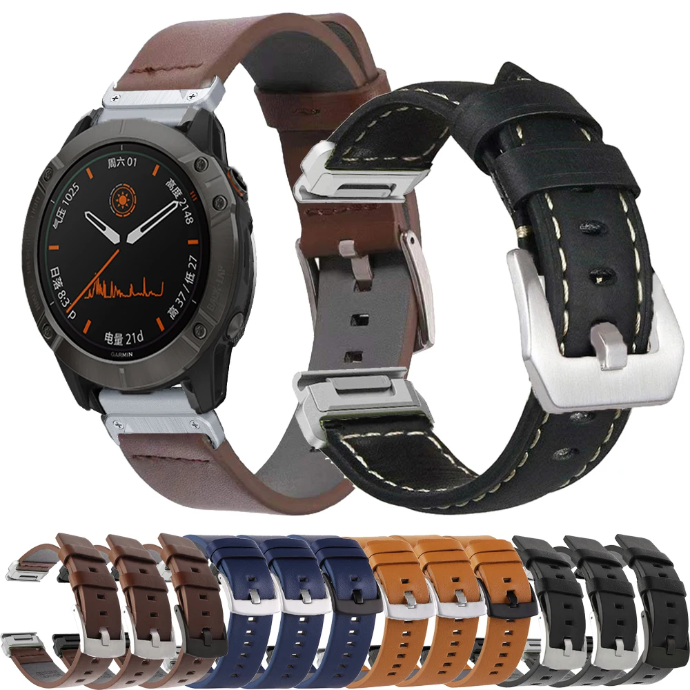 

Ремешок для наручных часов QuickFit, кожаный браслет для Garmin Fenix 7 7X 5Plus 6XPro Enduro 2, 22 мм 26 мм