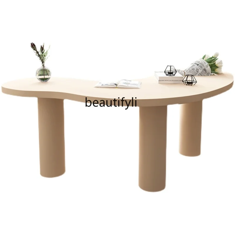 Light Luxury Creative Solid Wood Desk Fashion Personality Curved Conference Table Modern Conference Table Desk Simple Workbench