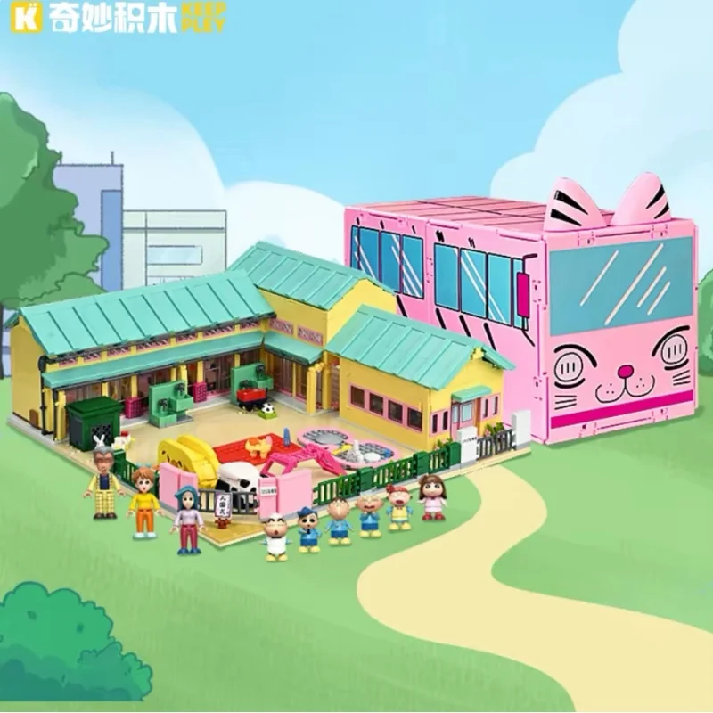 Keeppley Crayon Shin-chan 시리즈 빌딩 블록 후타바 유치원 조립 모델 신짱의 집 장식 장난감 어린이 선물