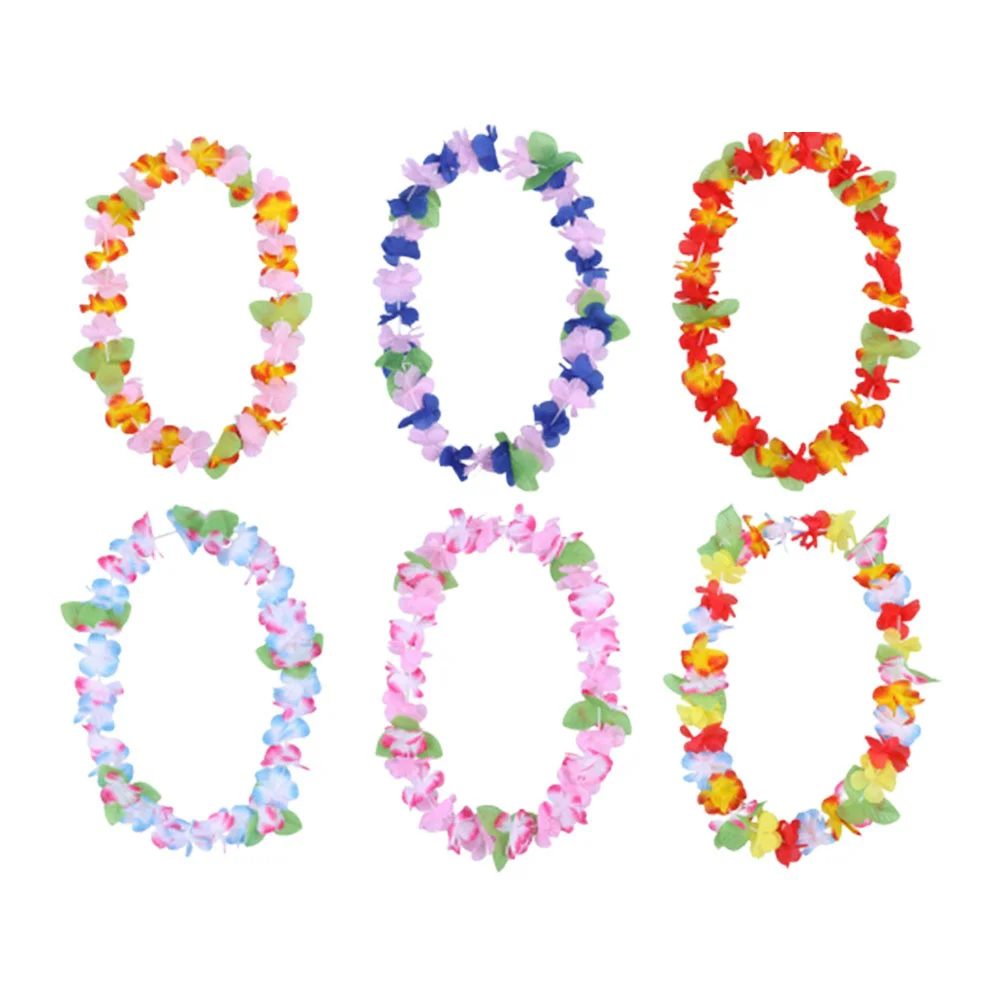 

12 Pcs Hawaiian Flower Necklace Flowers Make up Beach Themed Party Decorations Luau Garland Ornament