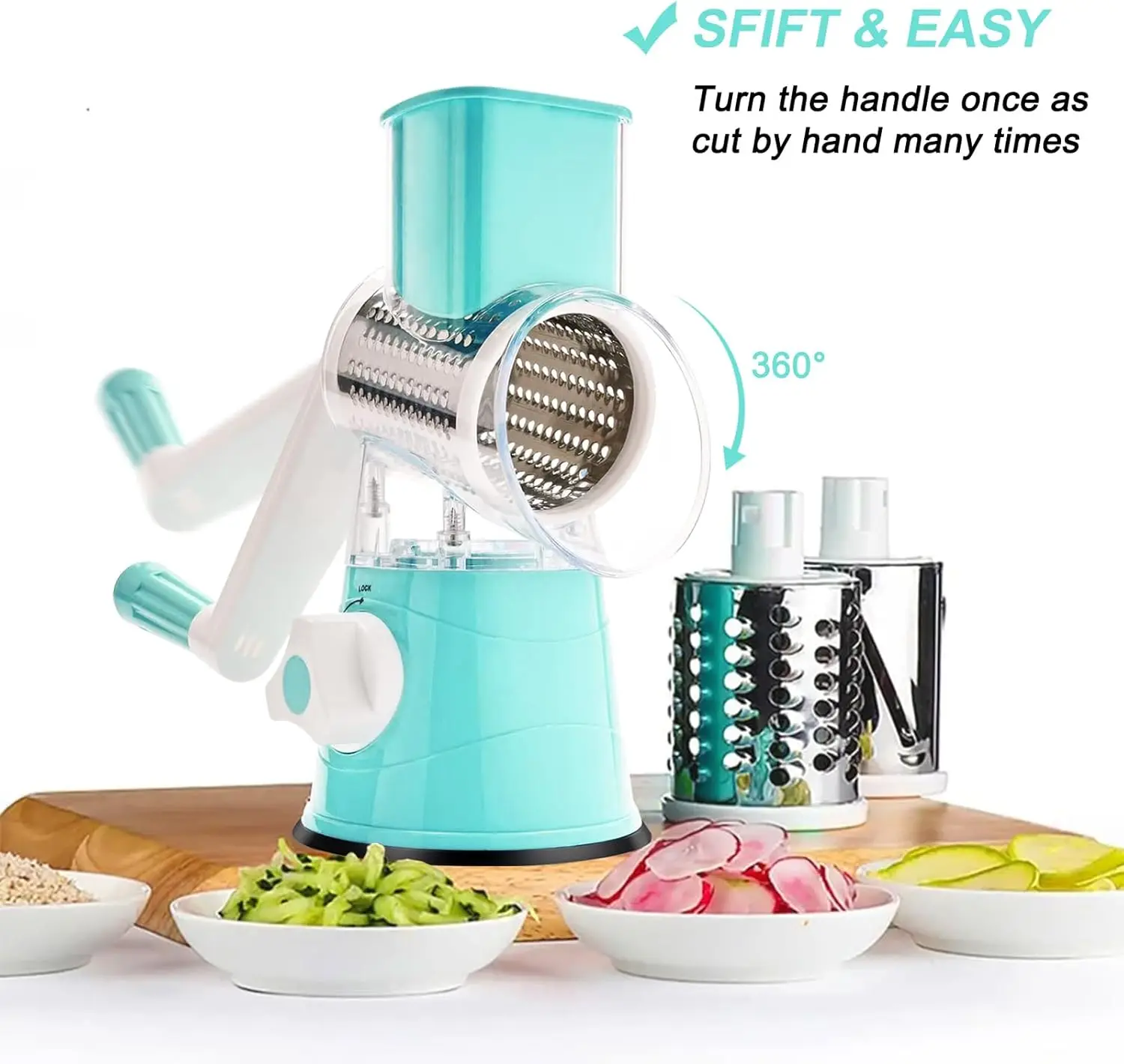 Rallador Manual De Frutas De Plástico ABS, Multiusos Para Manzanas Y Peras - Giratorio, Fácil De Limpiar Y Sin Cuchillas