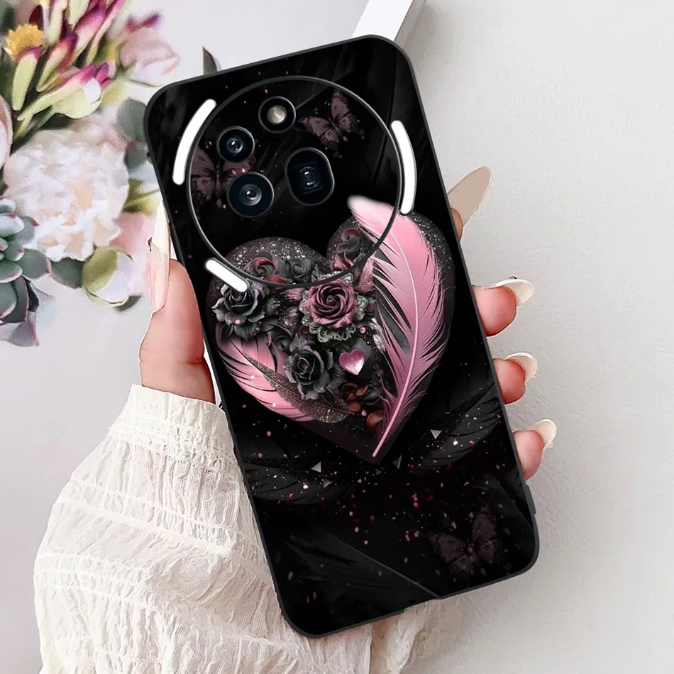 Elegant Butterfly Cat Printed Black Silicone Soft Phone Case