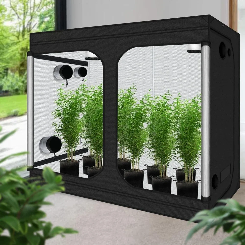 Grow Tent96&ldquo;x48 x78Plant Growing Tents 600D Mylar Hydroponic Indoor Grow Tent with Window, Kit Bag & Floor Tray 8x4 Growing Tent