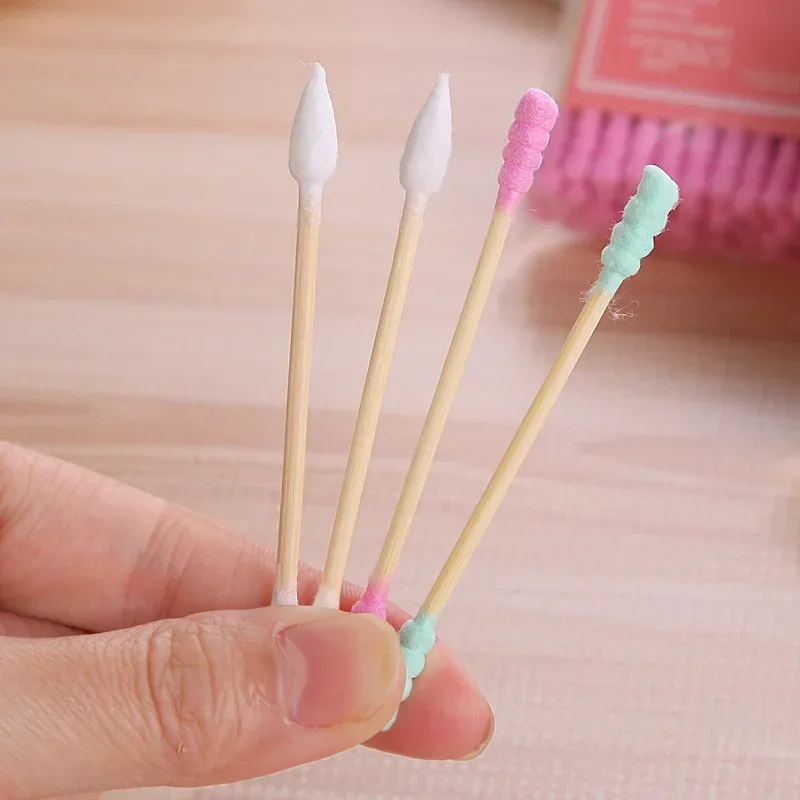 100/200pcs/Box Bamboo Baby Cotton Swab Wood Sticks Soft Cotton Buds Cleaning Ears Tampons Cotonete Pampons Health Beauty cotton swabs
