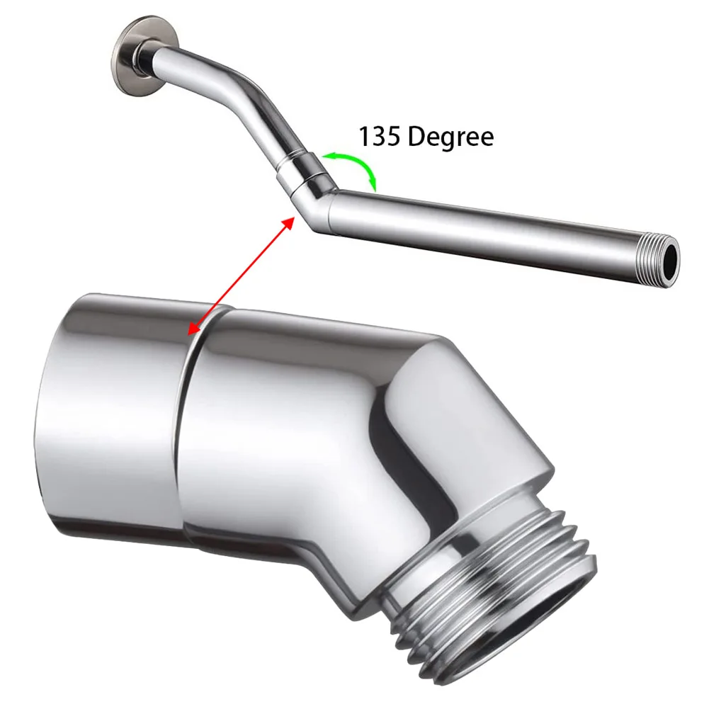 

G1/2 Hand Shower Top Spray Elbow Chrome Angle Female Thread And Male Thread 135° Sprinkler Nozzle Adapter Shower Head Connector