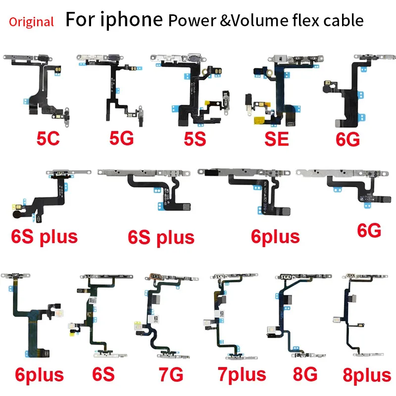 OEM Power Flex For iPhone 6s Plus 5C 5s SE 7G 8G 6G Mute