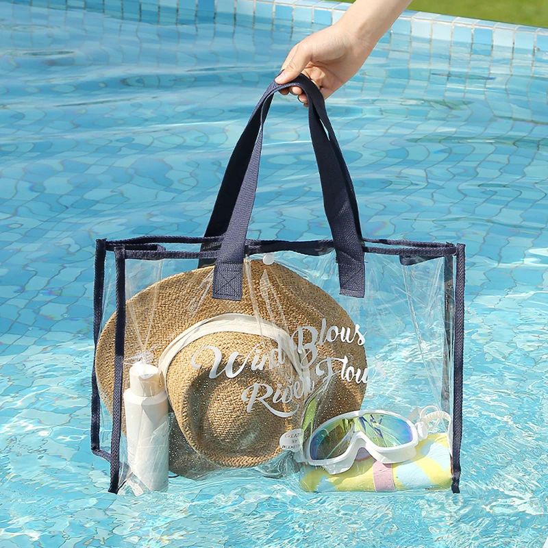 Large Capacity Swimming Bag Transparent Visible Handheld Storage Bag Thickened PVC Waterproof Wash Bag Portable Beach Bag 2