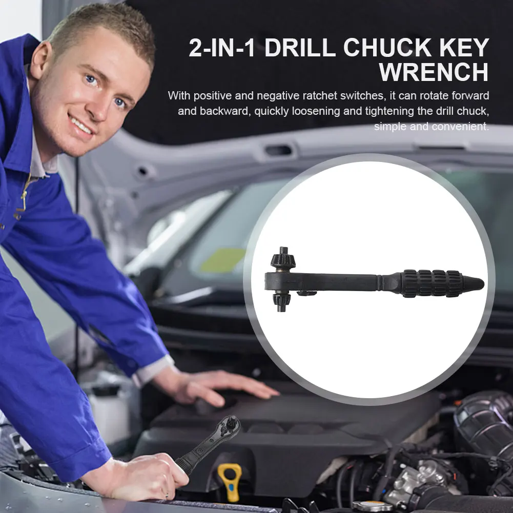 2 In 1 Drill Chuck Ratchet Spanner Universal Ratcheting Wrench Dual-use Drill Press Clamping Tool for Tightening Loosening 5