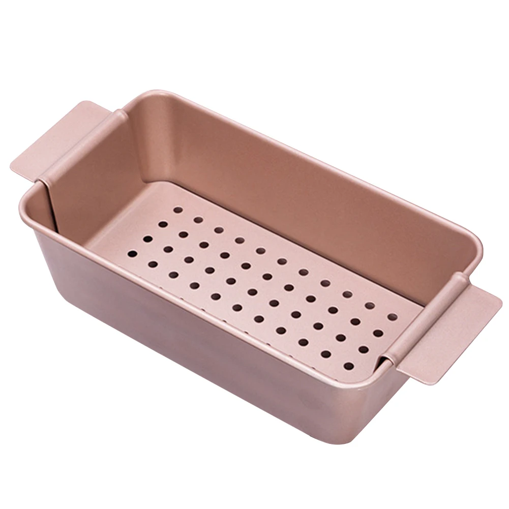 Non Stick Meatloaf Pan W/ Detachable Drain Tray for Baked Loaves (Rose Gold)