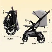 Poussette Haute Légère et Pliable pour Bébé, Multifonctionnelle, Nouveau-né, Quatre Roues, Absorbe les Chocs 5