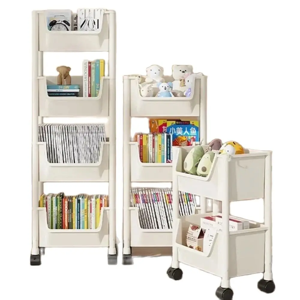 Rolling Bookshelf Mobile Bookshelf with Wheels Movable Storage Book Shelves Office Library Dorm Study Room Utility Book Rack storage rack book display stand