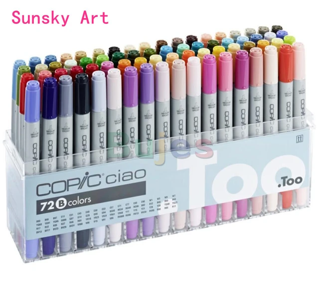 JP Copic Sketch Markers 12/24/36/72 color,fast drying,non-toxic  markers,Durable polyester nibs,Available in several color sets