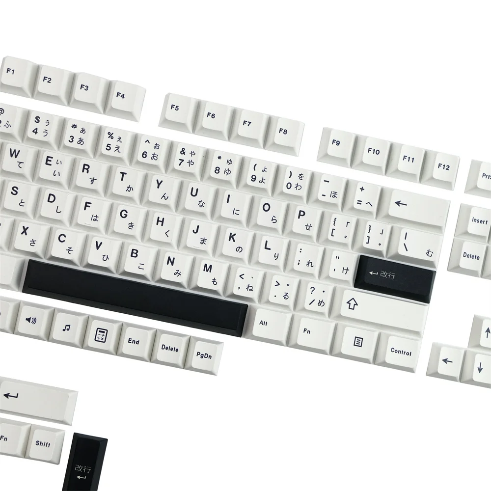 Keycap Japonês Pbt Preto Branco Perfil Cereja para Teclado Mecânico e Óptico para Jogos 129 Teclas - Imagem 2