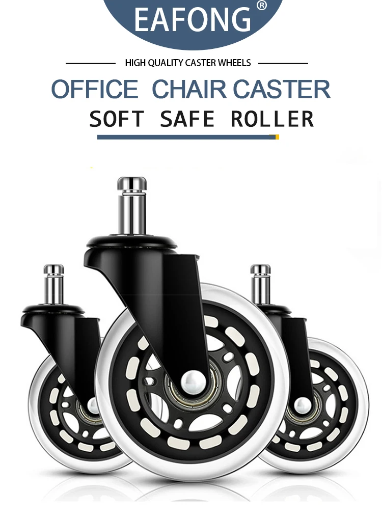 Description Picture 2 of item5pc Office Chair Replacement Caster Soft Rubber Wheels Gamer Chairs Swivel Castor Wheel Universal Roller for Furniture Household