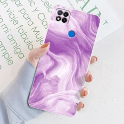 Sleek Marble Transparent Silicone Soft TPU Case - Stylish Protective Bumper Back Cover for Xiaomi Redmi 9C/9C NFC (TM2076)