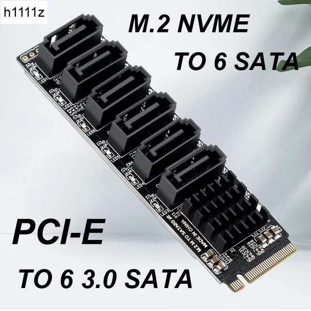 Carte d'extension NVME vers SATA M.2 pour NGFF PCIE M Key 4 ports