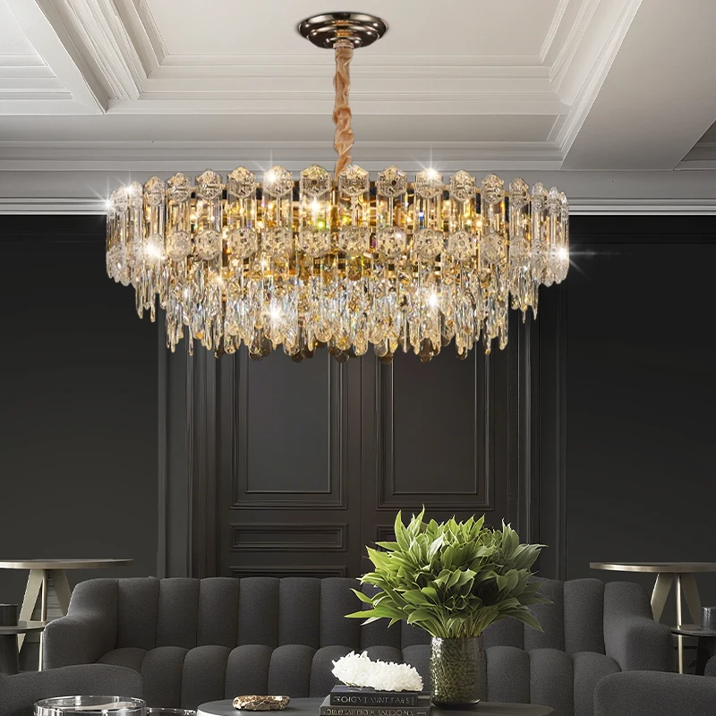 Modern Living Room High Ceiling Chandelier Crystal LED Chandelier Designer Nordic Dining Room Lamp Lighting 3