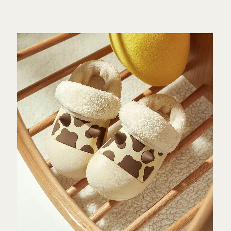 Children's Warm Cotton Slippers Winter Boys' Girls' Baby Waterproof Home Slippers Outdoor Indoor Detachable Plush Slipper