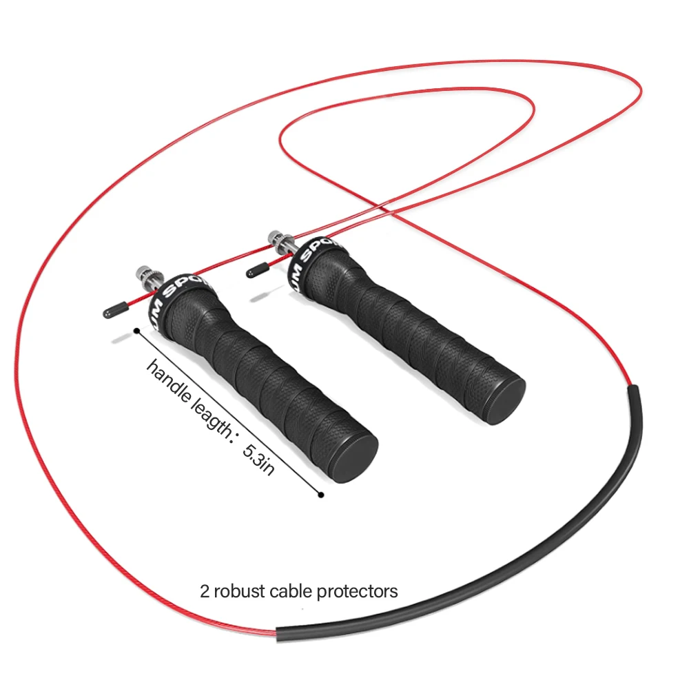 1pcs Black Anti-slip Sweat Absorption With Hand Glue Jump Rope Racing Bearing Removable Load Lock Design PVC Wire Jump Rope