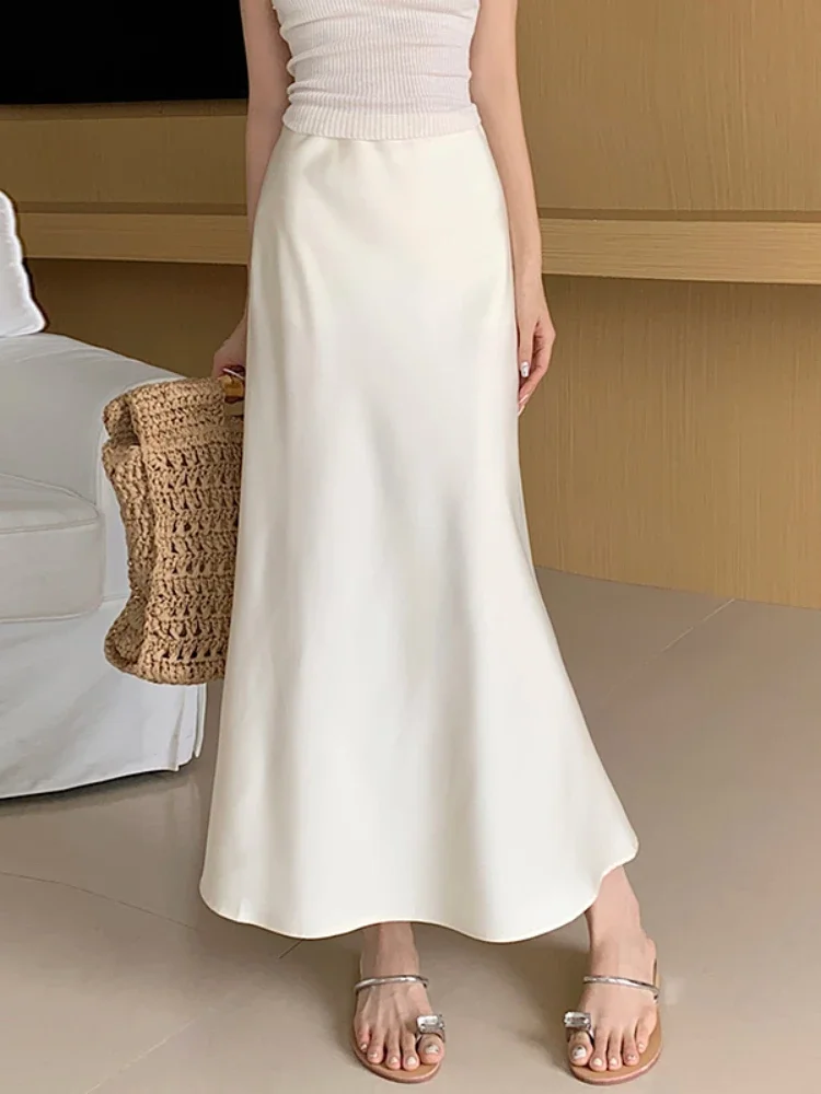 Satin Skirt for Women 2025 Summer High Waisted Long Skirts