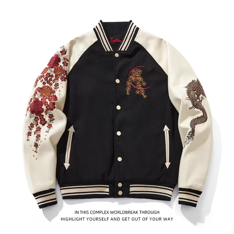 Dragon Year Cartoon Embroidery Cotton Jacket Men's And Women's Couple Baseball Uniform Coat Chinese Style Cotton-Padded Chaqueta